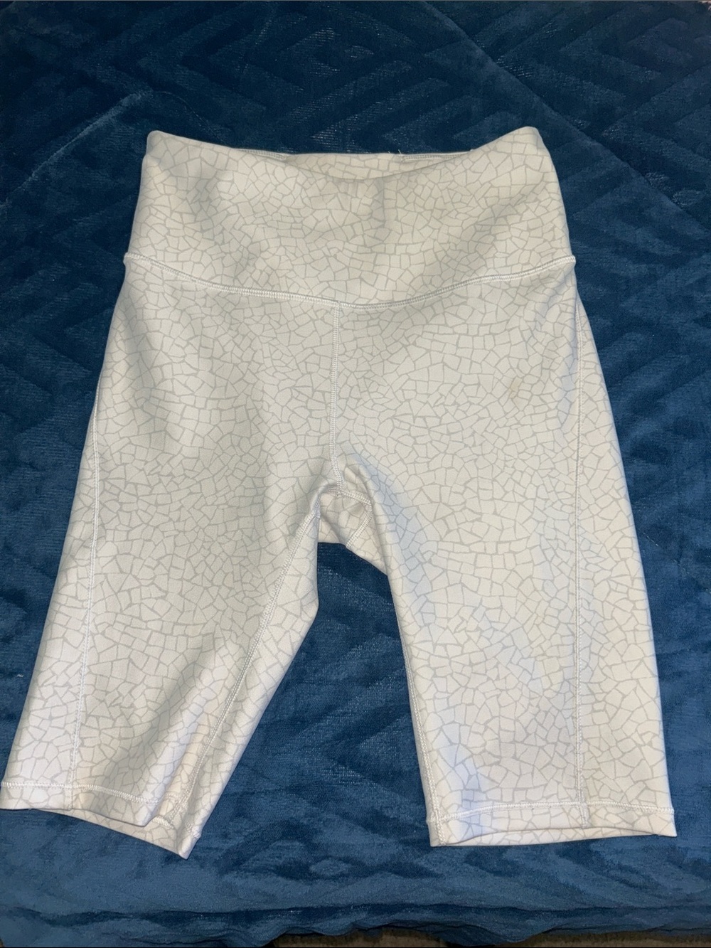 Calia White Mosaic-Print High-Rise Bike Shorts